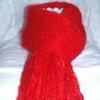 #RS 35,
Kid mohair w/wool & acrylic fringe, 
Reversible,
Red,
$68